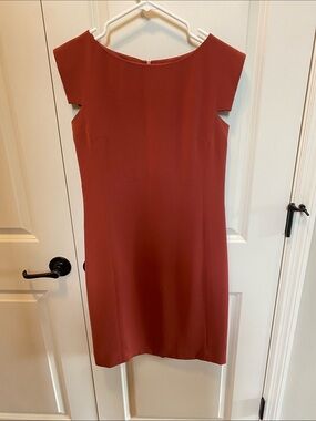 MM Lafleur Rust Cap-Sleeve Midi Sheath Dress